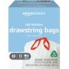 imageAmazon Basics 13 Gallon Tall Kitchen Drawstring Trash Bags Clean Fresh Scent 10 Post Consumer Recycled 45 CountWhite