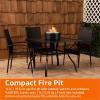 imageAmazon Basics 14Inch Round Propane Fire Pit 9000 BTU Portable Tabletop Fireplace with Glass Stones Umbrella Hole Compatible for Outdoor Patio Tables ampamp Camping Brown