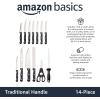 imageAmazon Basics 14Piece High Carbon Stainless Steel Kitchen Knife Set with Sharpener and Pinewood Block Black