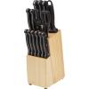 imageAmazon Basics 14Piece High Carbon Stainless Steel Kitchen Knife Set with Sharpener and Pinewood Block Black