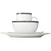 imageAmazon Basics 16Piece Cafe Stripe Kitchen Dinnerware Set Plates Bowls Mugs Service for 4 BlackBlack