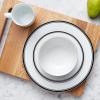 imageAmazon Basics 16Piece Cafe Stripe Kitchen Dinnerware Set Plates Bowls Mugs Service for 4 BlackBlack