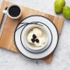 imageAmazon Basics 16Piece Cafe Stripe Kitchen Dinnerware Set Plates Bowls Mugs Service for 4 BlackBlack