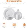 imageAmazon Basics 16Piece Porcelain Kitchen Dinnerware Set with Plates Bowls and Mugs Service for 4  White