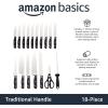 imageAmazon Basics 18 Pieces Premium HighCarbon Stainless Steel Blades with Pine Wood Knife Block SetKitchen Black18Piece