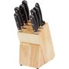 imageAmazon Basics 18 Pieces Premium HighCarbon Stainless Steel Blades with Pine Wood Knife Block SetKitchen Black9Piece
