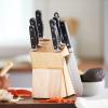 imageAmazon Basics 18 Pieces Premium HighCarbon Stainless Steel Blades with Pine Wood Knife Block SetKitchen Black9Piece