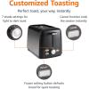 imageAmazon Basics 2 Slice Toaster With 7 Browning Settings Extra Wide Slots For Bagels and Special Breads Removable EasytoClean Crumb Trays CancelDefrostBagel Buttons 800W Black ampamp Silver2 Slice