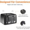 imageAmazon Basics 2 Slice Toaster With 7 Browning Settings Extra Wide Slots For Bagels and Special Breads Removable EasytoClean Crumb Trays CancelDefrostBagel Buttons 800W Black ampamp Silver4 Slice