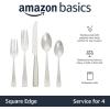 imageAmazon Basics 20Piece Stainless Steel Flatware Set with Square Edge Service for 4 Silver20Piece