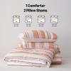 imageAmazon Basics 2Piece Jacquard Microfiber Comforter and Pillow Sham Set AllSeason Bedding Set Pink Striped TwinPink Striped