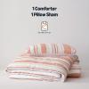 imageAmazon Basics 2Piece Jacquard Microfiber Comforter and Pillow Sham Set AllSeason Bedding Set Pink Striped TwinPink Striped