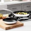 imageAmazon Basics 2Piece NonStick Stainless Steel Fry Pan Set Oven and Induction Safe 10Inch and 8Inch