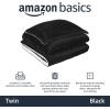 imageAmazon Basics 3 Piece Bedding Set Micromink Sherpa UltraSoft Warm All Season Comforter King Charcoal SolidBlack