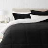 imageAmazon Basics 3 Piece Bedding Set Micromink Sherpa UltraSoft Warm All Season Comforter King Charcoal SolidBlack