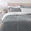 imageAmazon Basics 3 Piece Bedding Set Micromink Sherpa UltraSoft Warm All Season Comforter King Charcoal SolidCharcoal