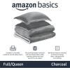 imageAmazon Basics 3 Piece Bedding Set Micromink Sherpa UltraSoft Warm All Season Comforter King Charcoal SolidCharcoal