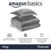 imageAmazon Basics 3 Piece Bedding Set Micromink Sherpa UltraSoft Warm All Season Comforter King Charcoal SolidCharcoal