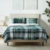 imageAmazon Basics 3 Piece Bedding Set Micromink Sherpa UltraSoft Warm All Season Comforter King Charcoal SolidGreen Plaid