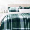 imageAmazon Basics 3 Piece Bedding Set Micromink Sherpa UltraSoft Warm All Season Comforter King Charcoal SolidGreen Plaid