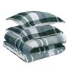 imageAmazon Basics 3 Piece Bedding Set Micromink Sherpa UltraSoft Warm All Season Comforter King Charcoal SolidGreen Plaid