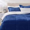 imageAmazon Basics 3 Piece Bedding Set Micromink Sherpa UltraSoft Warm All Season Comforter King Charcoal SolidNavy Blue