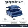 imageAmazon Basics 3 Piece Bedding Set Micromink Sherpa UltraSoft Warm All Season Comforter King Charcoal SolidNavy Blue