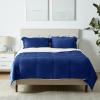 imageAmazon Basics 3 Piece Bedding Set Micromink Sherpa UltraSoft Warm All Season Comforter King Charcoal SolidNavy Blue