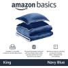 imageAmazon Basics 3 Piece Bedding Set Micromink Sherpa UltraSoft Warm All Season Comforter King Charcoal SolidNavy Blue