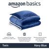 imageAmazon Basics 3 Piece Bedding Set Micromink Sherpa UltraSoft Warm All Season Comforter King Charcoal SolidNavy Blue