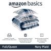 imageAmazon Basics 3 Piece Bedding Set Micromink Sherpa UltraSoft Warm All Season Comforter King Charcoal SolidNavy Plaid