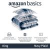 imageAmazon Basics 3 Piece Bedding Set Micromink Sherpa UltraSoft Warm All Season Comforter King Charcoal SolidNavy Plaid