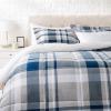 imageAmazon Basics 3 Piece Bedding Set Micromink Sherpa UltraSoft Warm All Season Comforter King Charcoal SolidNavy Plaid