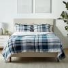 imageAmazon Basics 3 Piece Bedding Set Micromink Sherpa UltraSoft Warm All Season Comforter King Charcoal SolidNavy Plaid