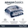 imageAmazon Basics 3 Piece Bedding Set Micromink Sherpa UltraSoft Warm All Season Comforter King Charcoal SolidNavy Plaid