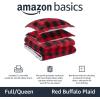 imageAmazon Basics 3 Piece Bedding Set Micromink Sherpa UltraSoft Warm All Season Comforter King Charcoal SolidRed Buffalo Plaid