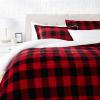 imageAmazon Basics 3 Piece Bedding Set Micromink Sherpa UltraSoft Warm All Season Comforter King Charcoal SolidRed Buffalo Plaid