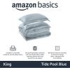 imageAmazon Basics 3 Piece Bedding Set Micromink Sherpa UltraSoft Warm All Season Comforter King Charcoal SolidTide Pool Blue