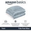 imageAmazon Basics 3 Piece Bedding Set Micromink Sherpa UltraSoft Warm All Season Comforter King Charcoal SolidTide Pool Blue