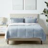 imageAmazon Basics 3 Piece Bedding Set Micromink Sherpa UltraSoft Warm All Season Comforter King Charcoal SolidTide Pool Blue
