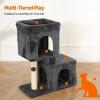 imageAmazon Basics 30 inch 2 Story Condo Cat Tree with Scratching Posts for Indoor Cats up to 16 lbs Activity Center with Cozy Perch Replaceable Hanging Pompom Dark Gray