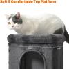 imageAmazon Basics 30 inch 2 Story Condo Cat Tree with Scratching Posts for Indoor Cats up to 16 lbs Activity Center with Cozy Perch Replaceable Hanging Pompom Dark Gray