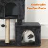 imageAmazon Basics 30 inch 2 Story Condo Cat Tree with Scratching Posts for Indoor Cats up to 16 lbs Activity Center with Cozy Perch Replaceable Hanging Pompom Dark Gray