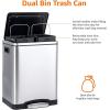 imageAmazon Basics 30L Dual Bin SoftClose Trash can with Foot Pedal  2 x 15 Liter Bins Stainless Steel Small Inner bins Suitable for 1 or 2 People