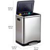 imageAmazon Basics 30L Dual Bin SoftClose Trash can with Foot Pedal  2 x 15 Liter Bins Stainless Steel Small Inner bins Suitable for 1 or 2 People