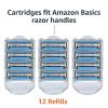 imageAmazon Basics 3Blade Motion Sphere Razor for Men with Dual Lubrication Handle ampamp 20 Cartridges Cartridges fit Amazon Basics Razor Handles only 21 Piece Set Black Previously Solimo12 Count Pack of 1