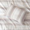 imageAmazon Basics 3Piece Jacquard Microfiber Comforter and Pillow Sham Set AllSeason Bedding Set Beige Striped FullBeige Striped