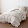 imageAmazon Basics 3Piece Jacquard Microfiber Comforter and Pillow Sham Set AllSeason Bedding Set Beige Striped FullBeige Striped