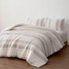 imageAmazon Basics 3Piece Jacquard Microfiber Comforter and Pillow Sham Set AllSeason Bedding Set Beige Striped FullBeige Striped