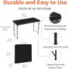 imageAmazon Basics 4 Foot Rectangular Folding Dining Table 4 Adjustable Height Settings with Carrying Handle Indoor ampamp Outdoor Washed Black 478 x 239 x 339 inWashed Black